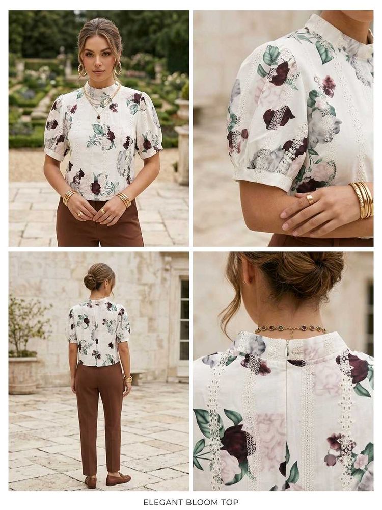 Elegant Bloom Floral Puff Sleeve Top