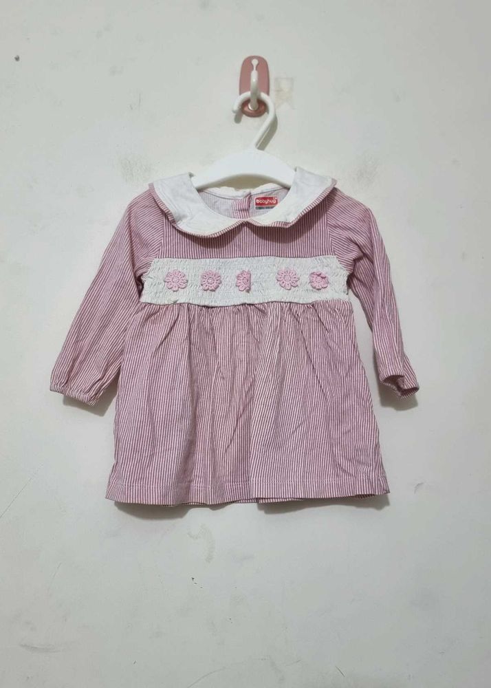 Baby Girls Pink Striped Dress