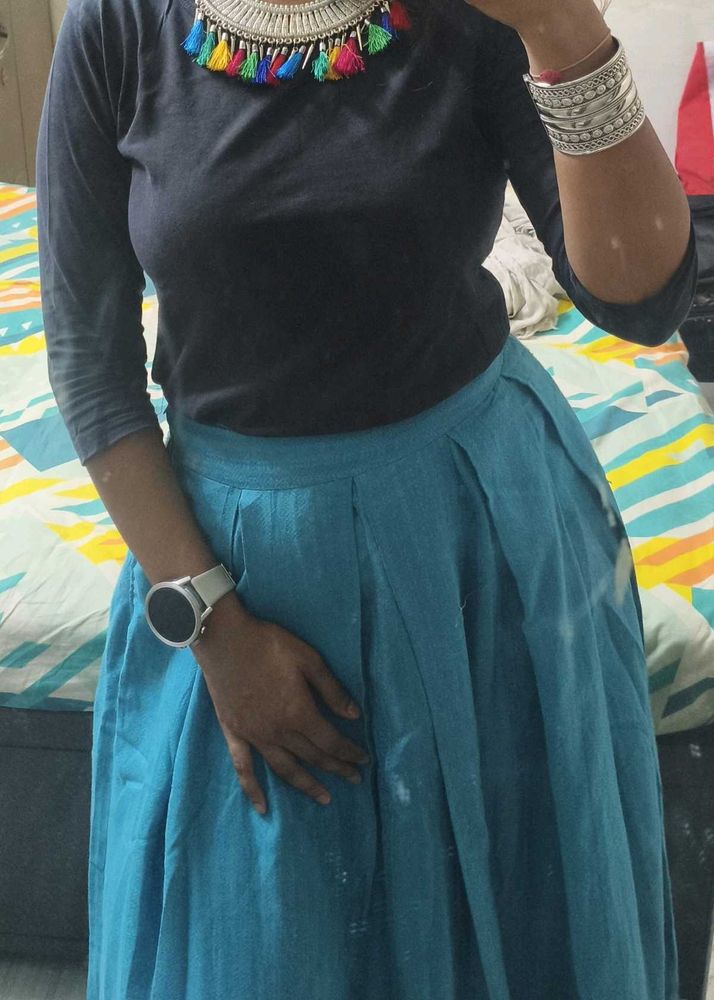 Bohemian Style Teal Blue Skirt Navratri