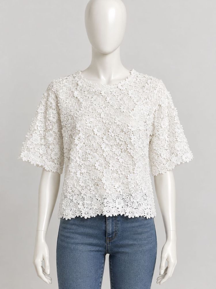 White Floral Lace Top