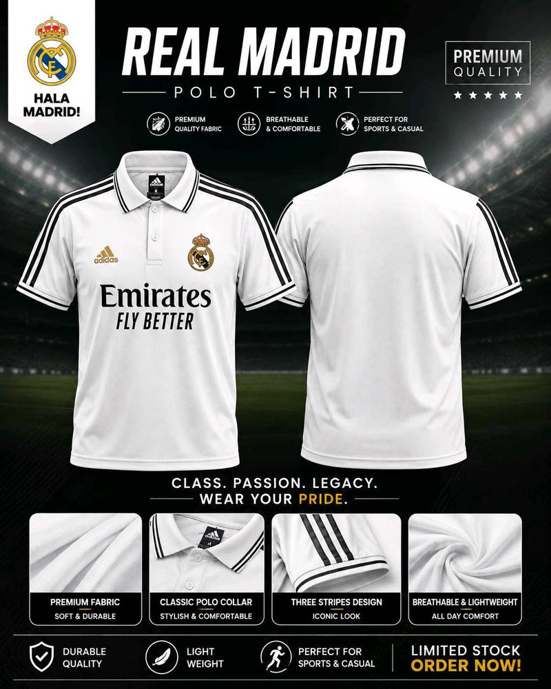 Real Madrid Polo T-Shirt - White