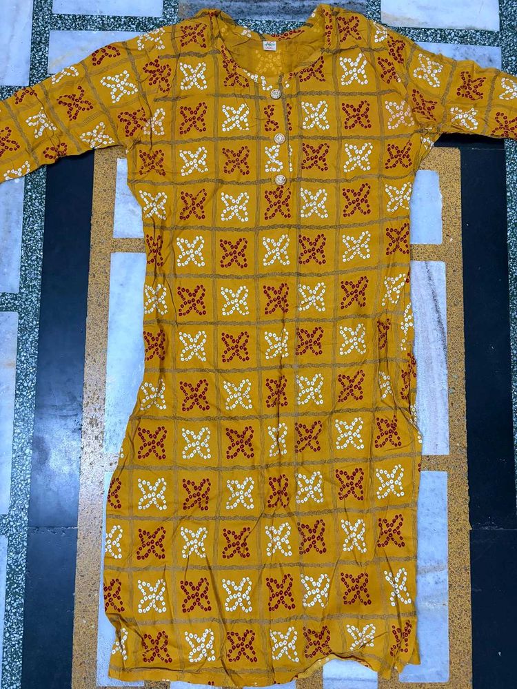 Yellow Bandhani Print Kurta
