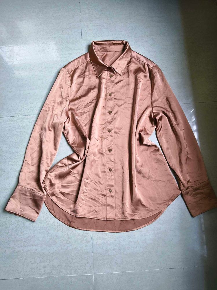 Satin Button-Up Shirt