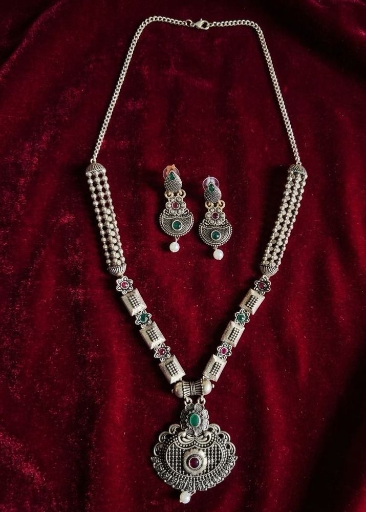 Oxidised Silver Necklace &amp; Earring Set