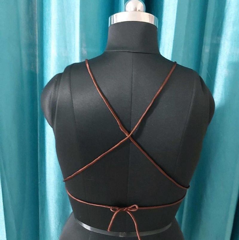 Brown Halter Neck Crop Top