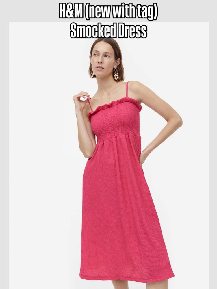 H&amp;M Smocked Midi Dress