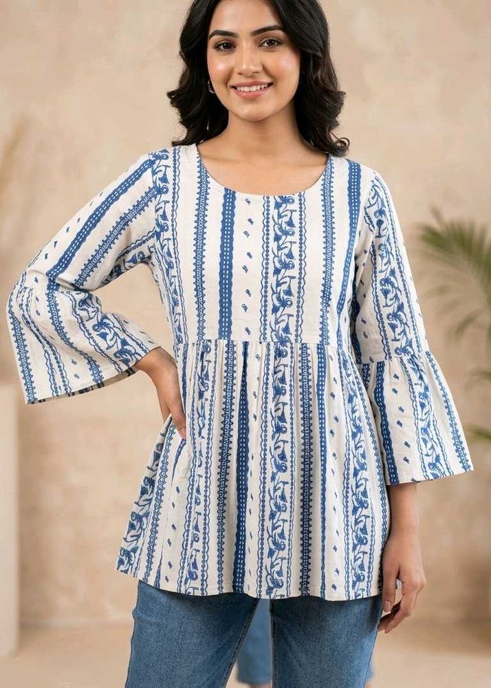 Blue &amp; White Striped Kurta