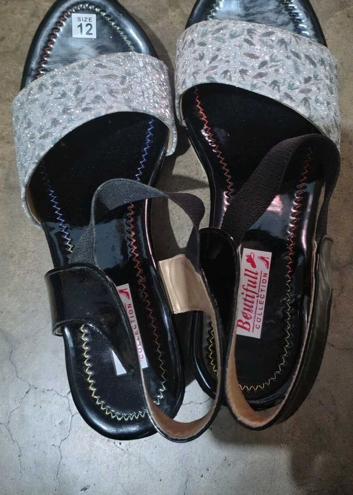 Sparkling Silver &amp; Black Sandals