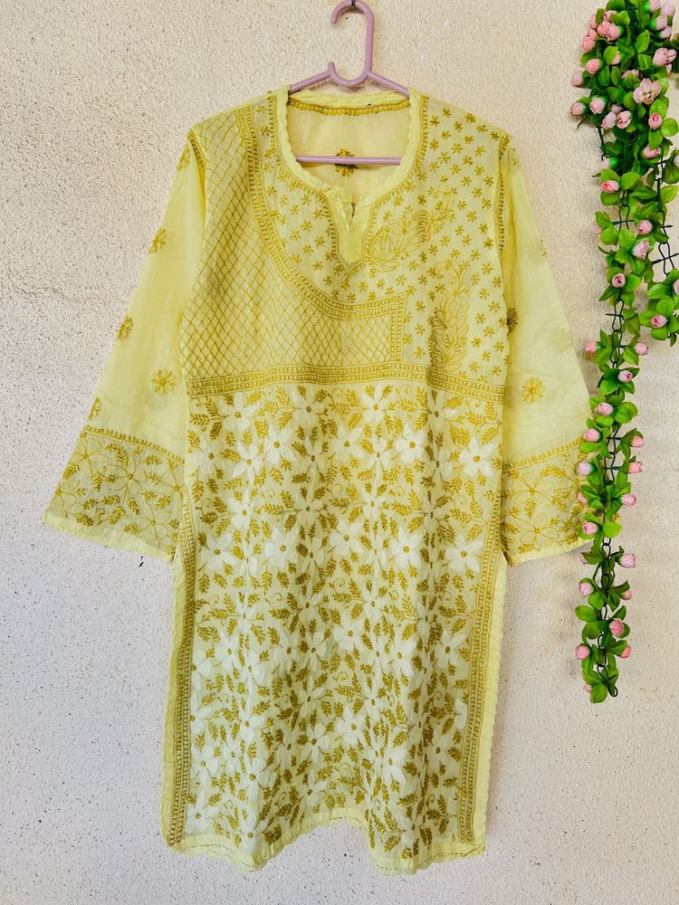 Elegant Yellow Chikankari Kurta
