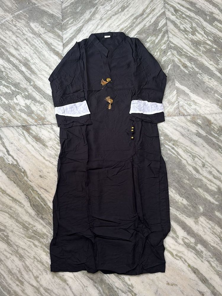 Elegant Black Kurta with White Accents