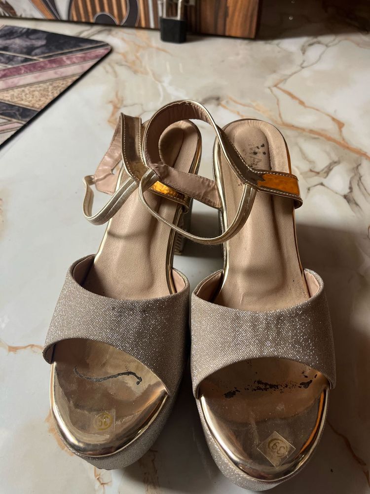 Sparkly Gold Platform Heels