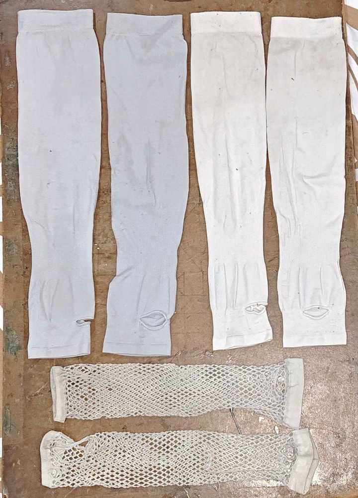White UV Protection Sleeves &amp; Fishnet Arm Warmers