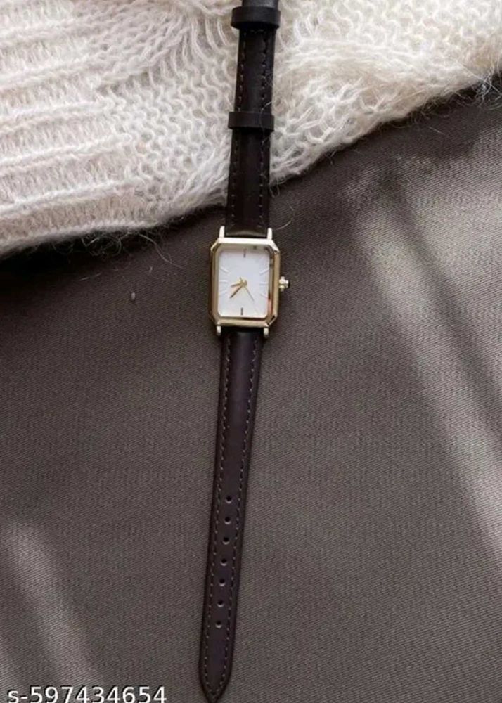 Classic Square Dial Leather Watch
