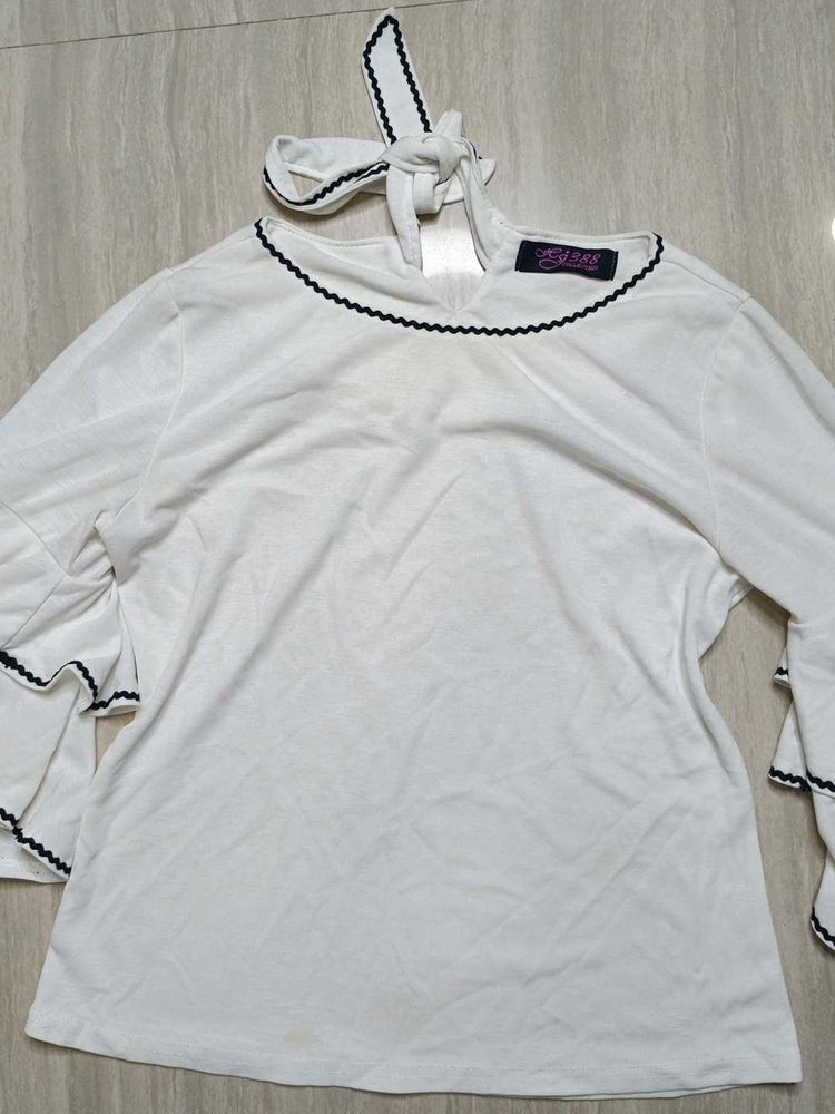 Chic White Bell Sleeve Top