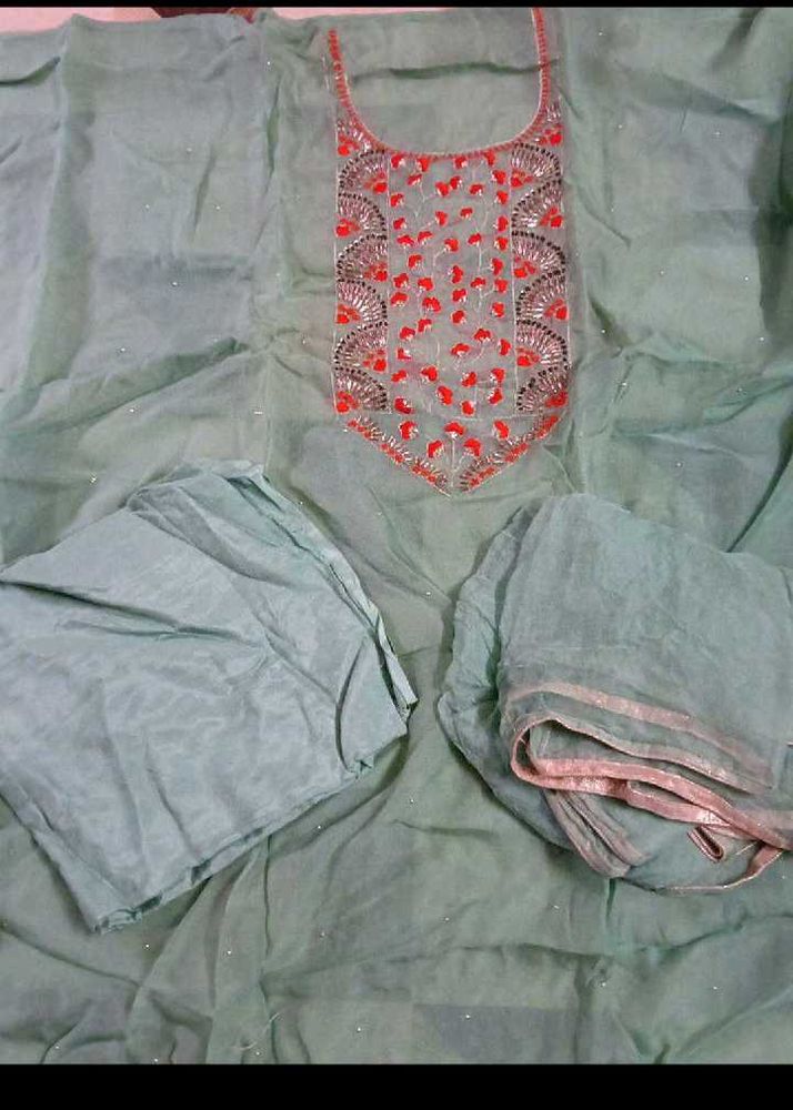 unstitched Elegant Embroidered Kurta Set