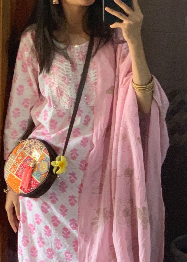 Pink Printed Kurta Set