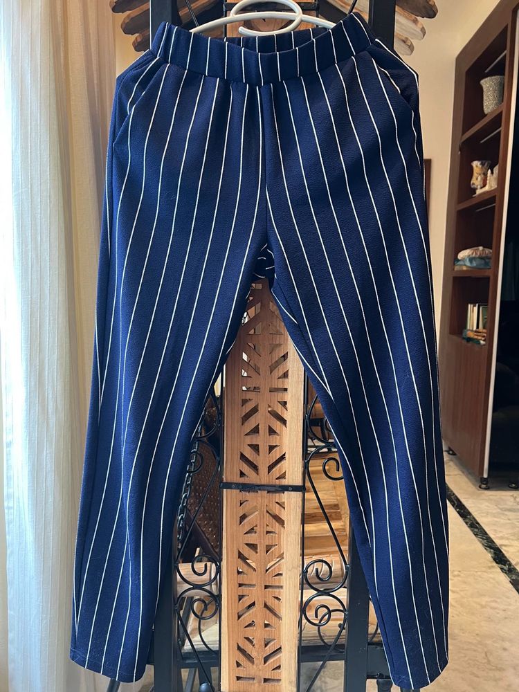 Navy Blue Striped Pants