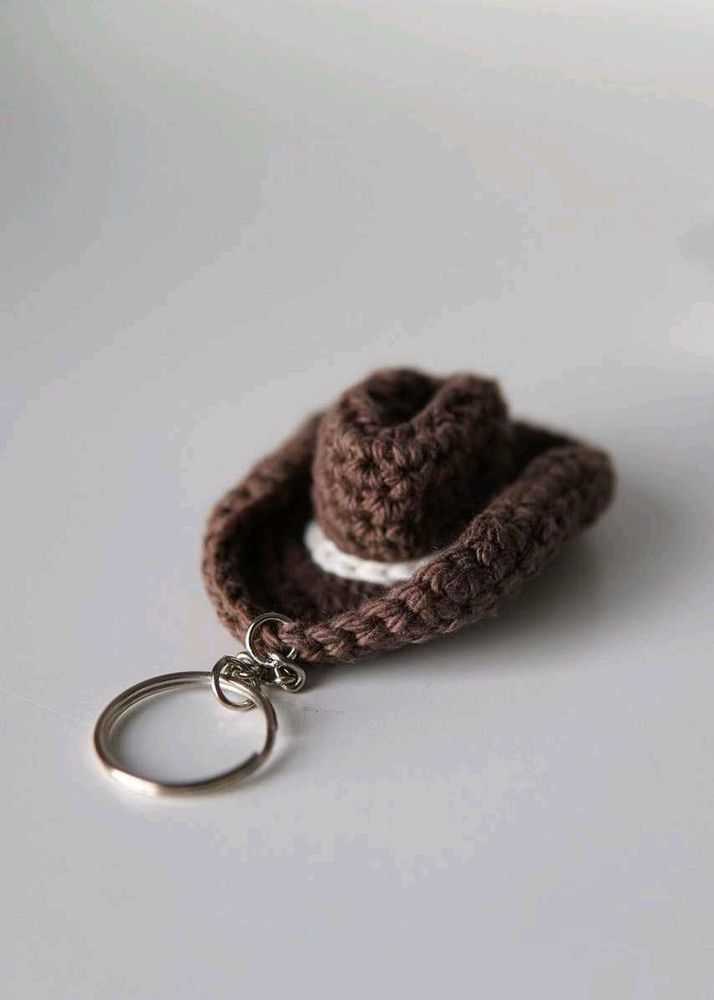 crochet cowboy hat key chain