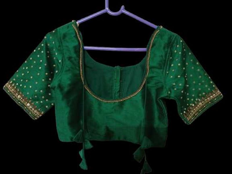 Embroidered Green Silk Blouse