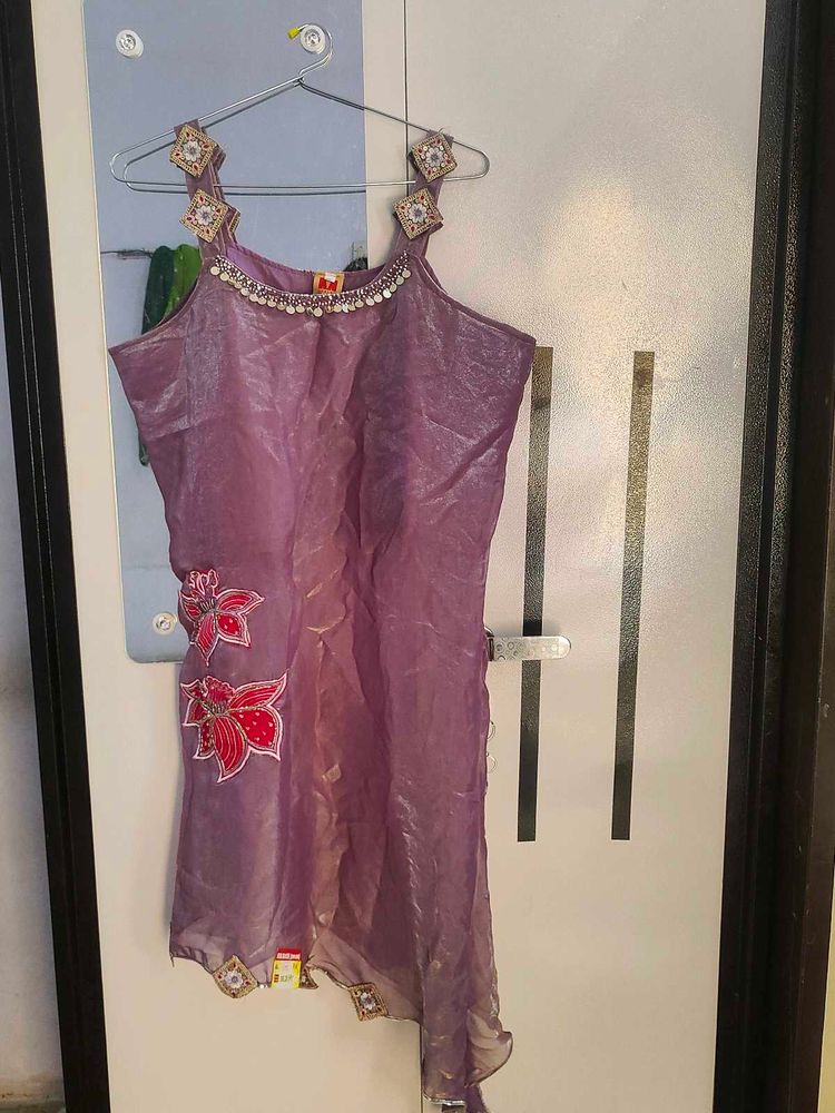 Lavender Assymetrical Sharara Set
