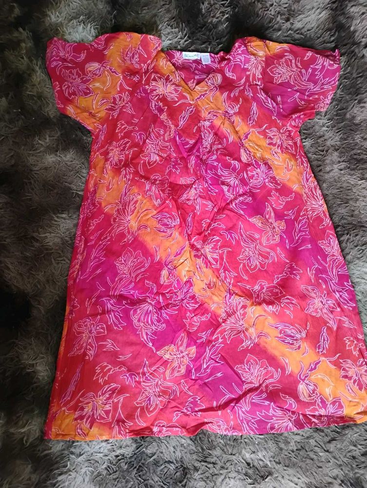 Vibrant Floral Print Casual Dress (NEVER USED)