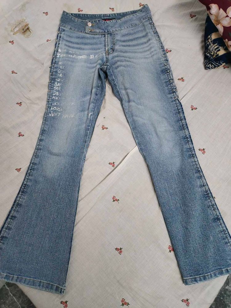 Vintage Flare Jeans with Unique Print