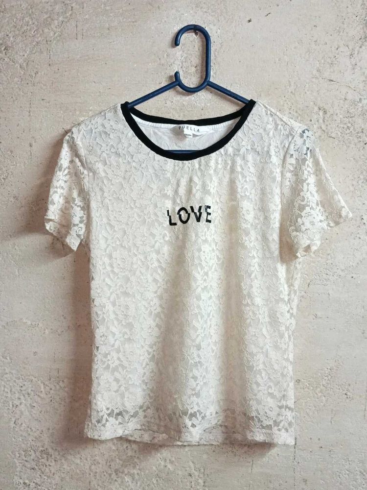 White Lace "LOVE" Top Layered