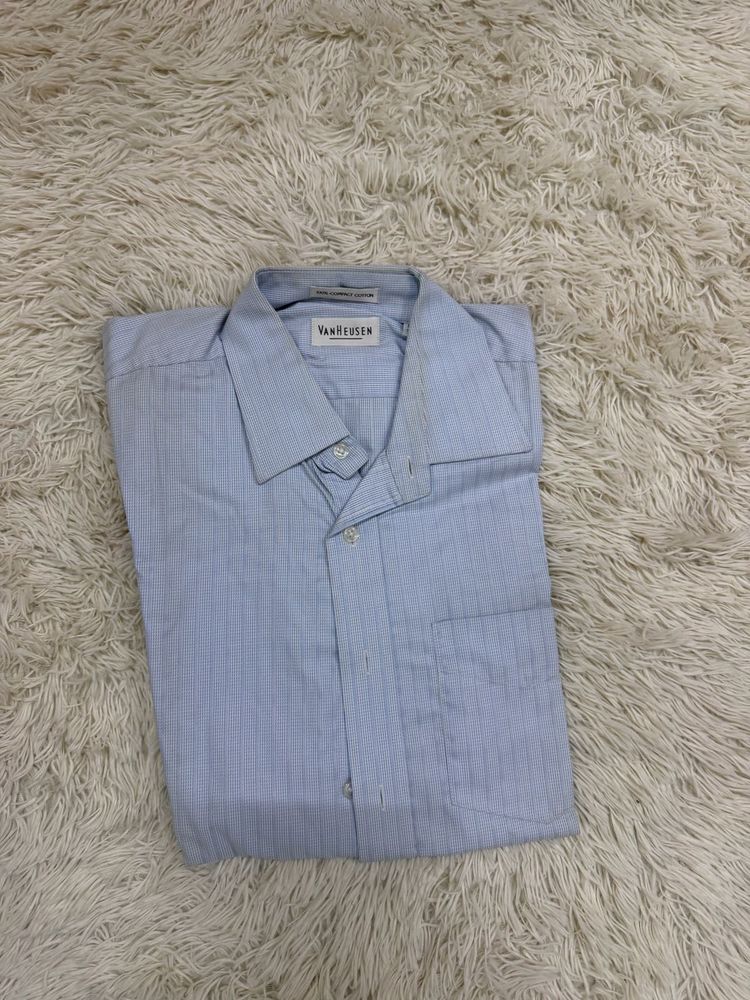 Men's Blue Pinstripe Button-Down Shirt