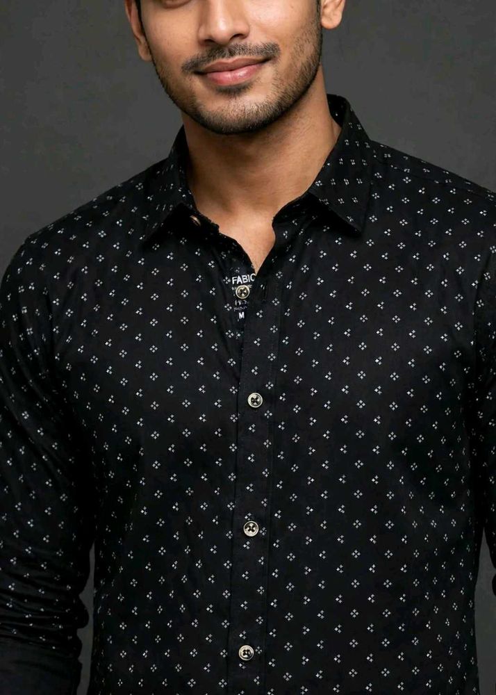 Stylish Men's Black Printed Shirt