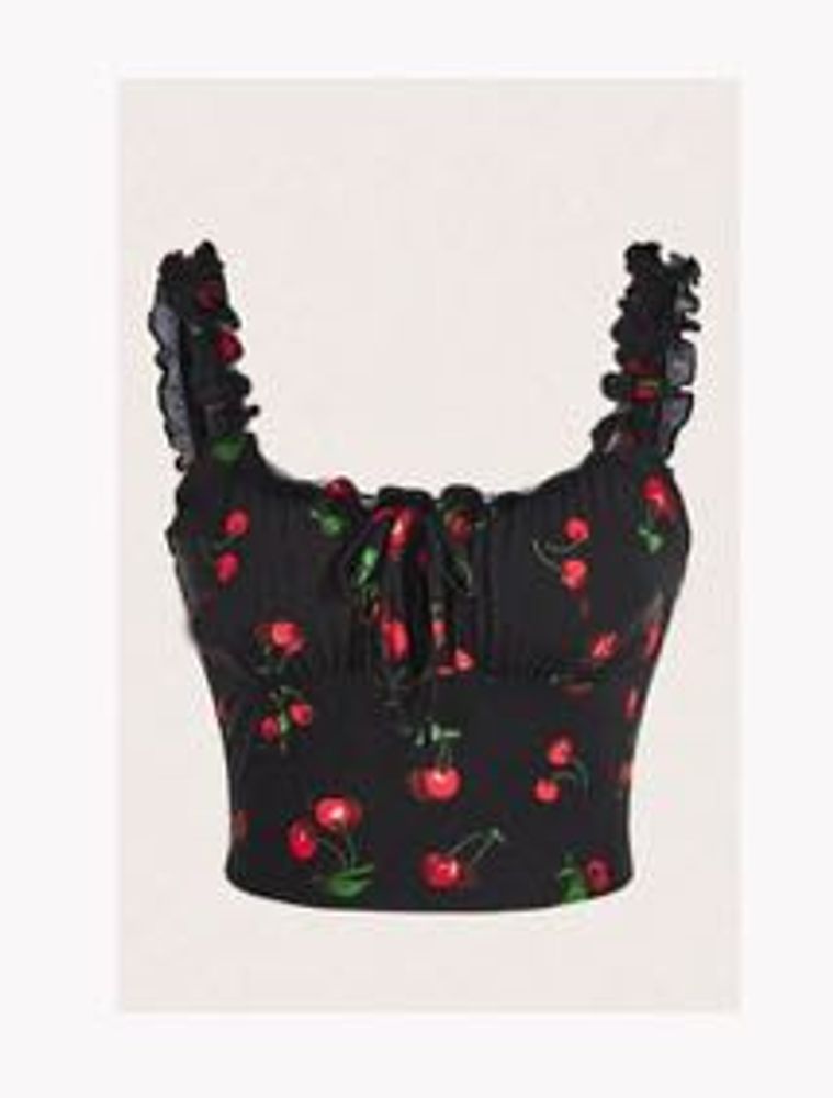 Cherry Print Crop Top