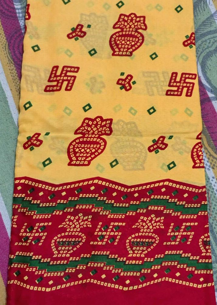 Yellow Saree with Red Border