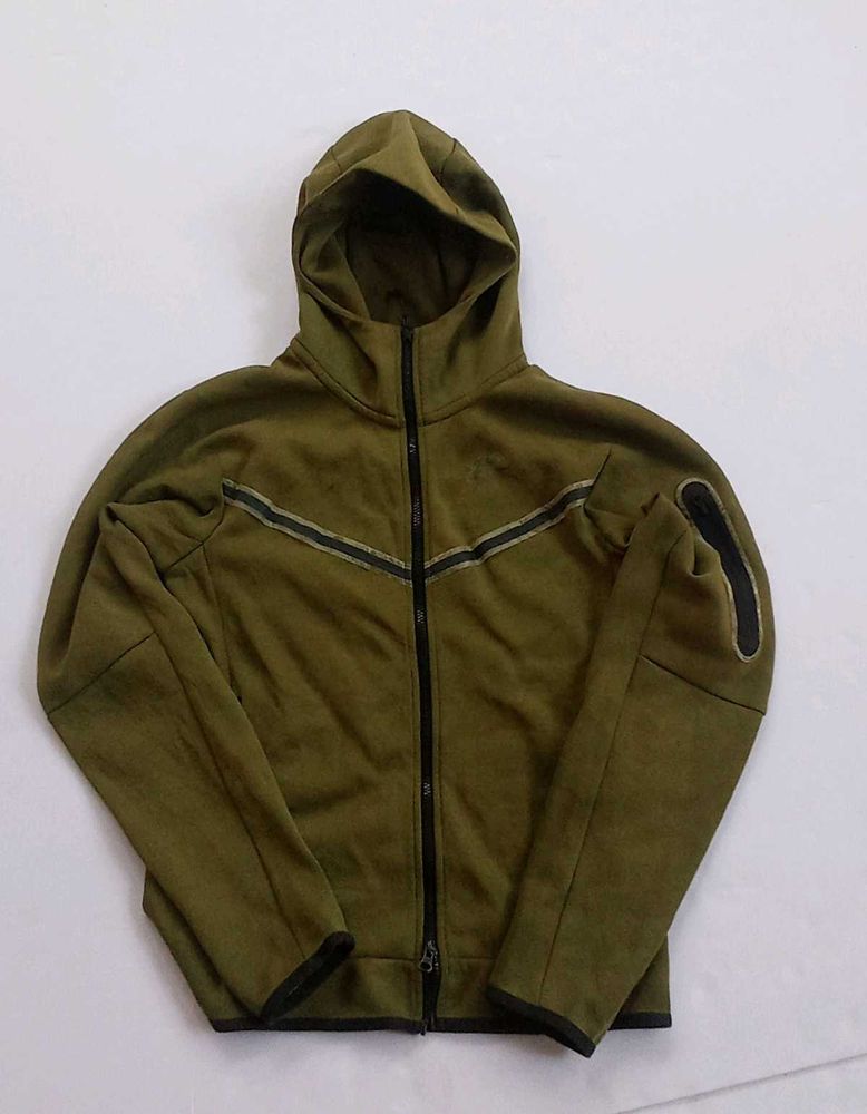 Olive Green Zip-Up Hoodie Jacket