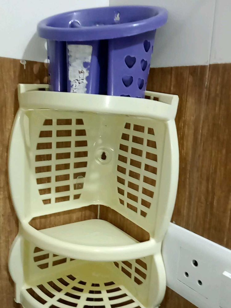 Plastic Corner Shelf with Holder