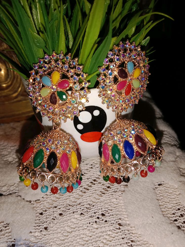 Multicolour Jhumka Big,✅