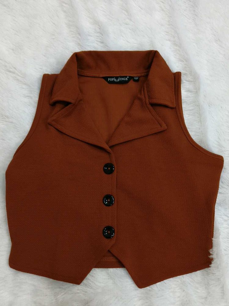 Chic Brown Cropped Vest