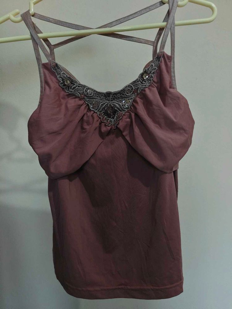 Embellished Spaghetti Strap Top