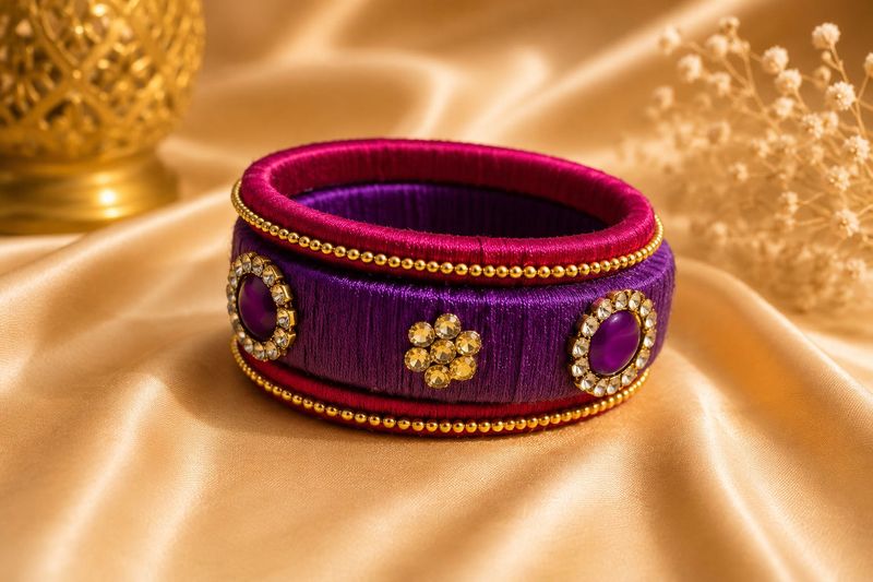 3 pieces Beautiful Purple Silk Thread Bangle