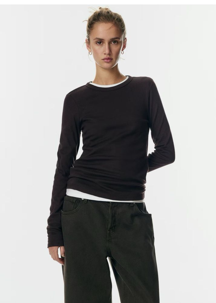 H&amp;M Deep Brown Long Sleeve Top