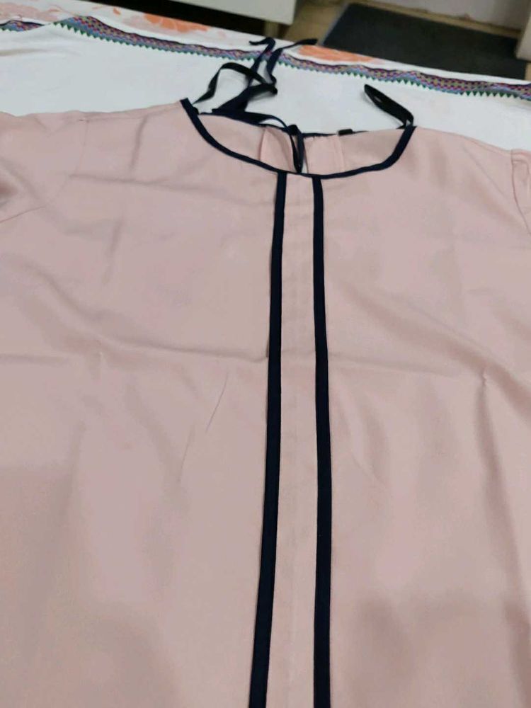 Pink &amp; Navy Trim Blouse
