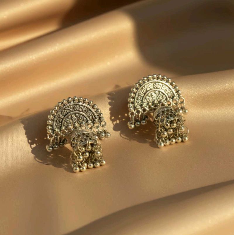 Oxidised Moon Earrings