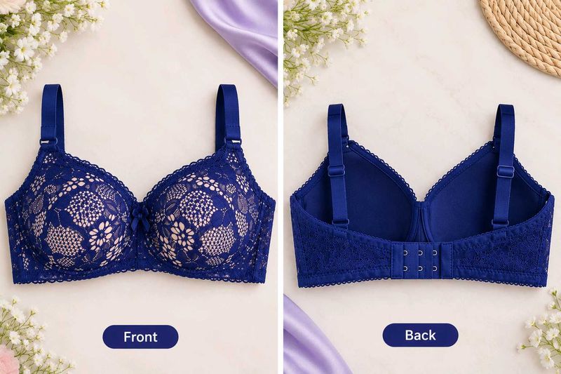 Elegant Blue Lace Bra
