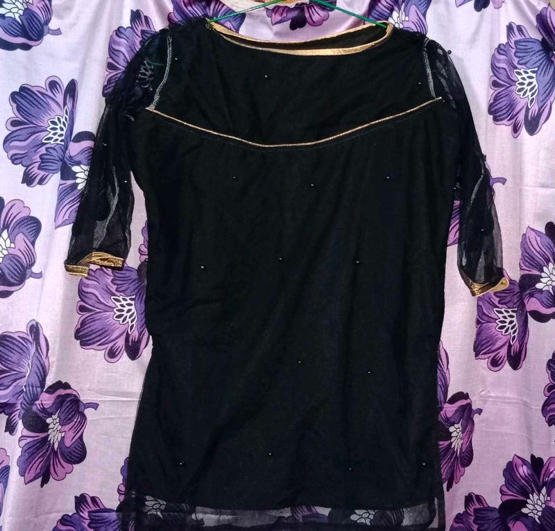 Black Net Top For Women