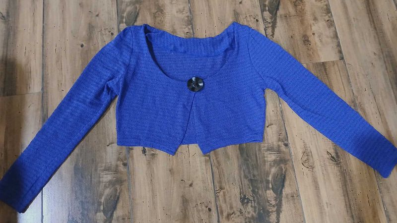 Blue Cropped Cardigan