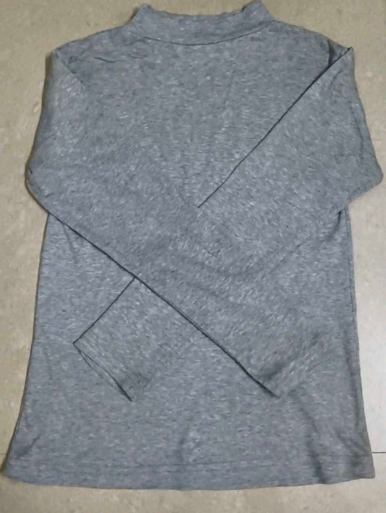 Grey Mock Neck Long Sleeve Top