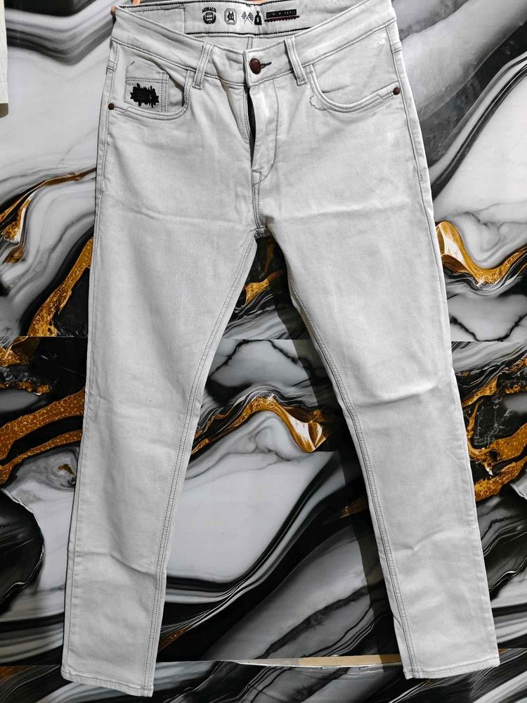 Men's Light Grey Slim Fit Jeans