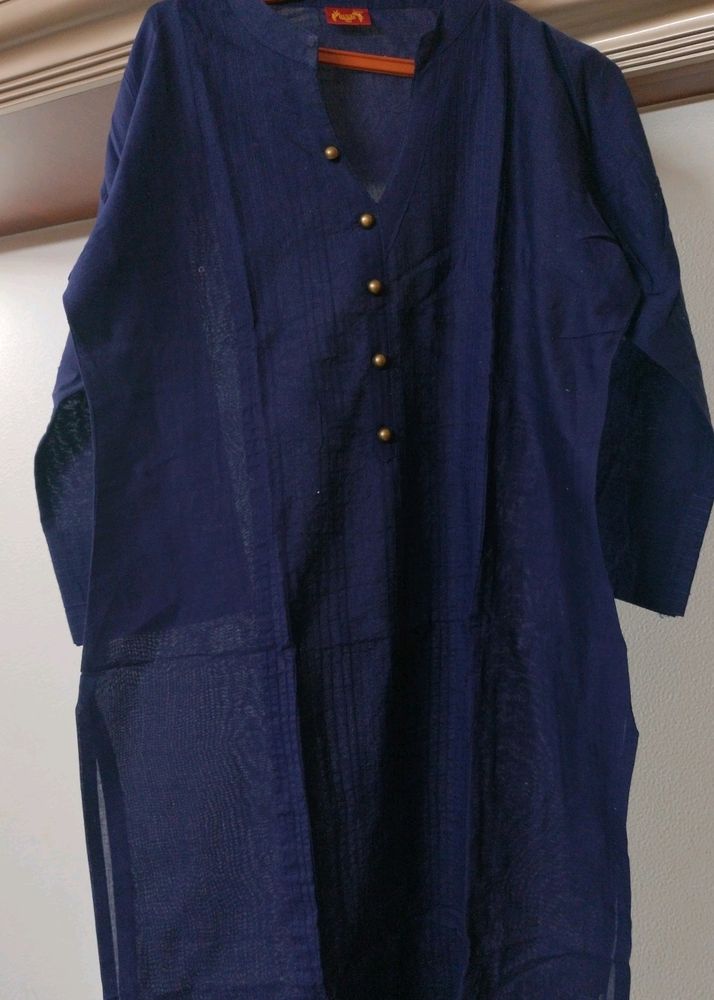 Navy Blue Tunic Top with Brass Buttons