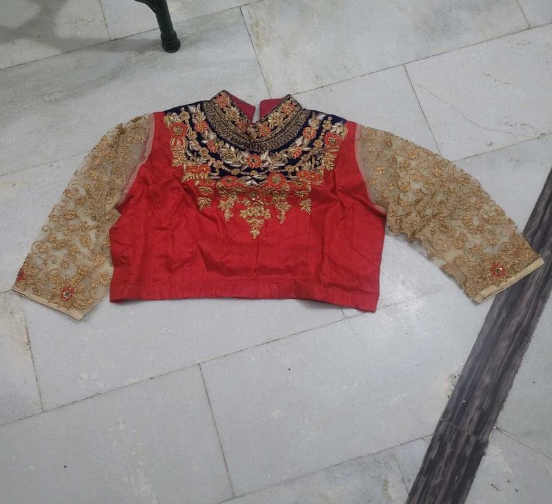 Red Embroidered Ethnic Blouse