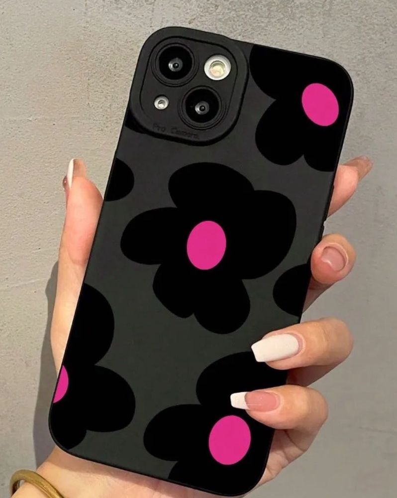 Cute Black Floral Phone Case, Iphone 16 Pro Max