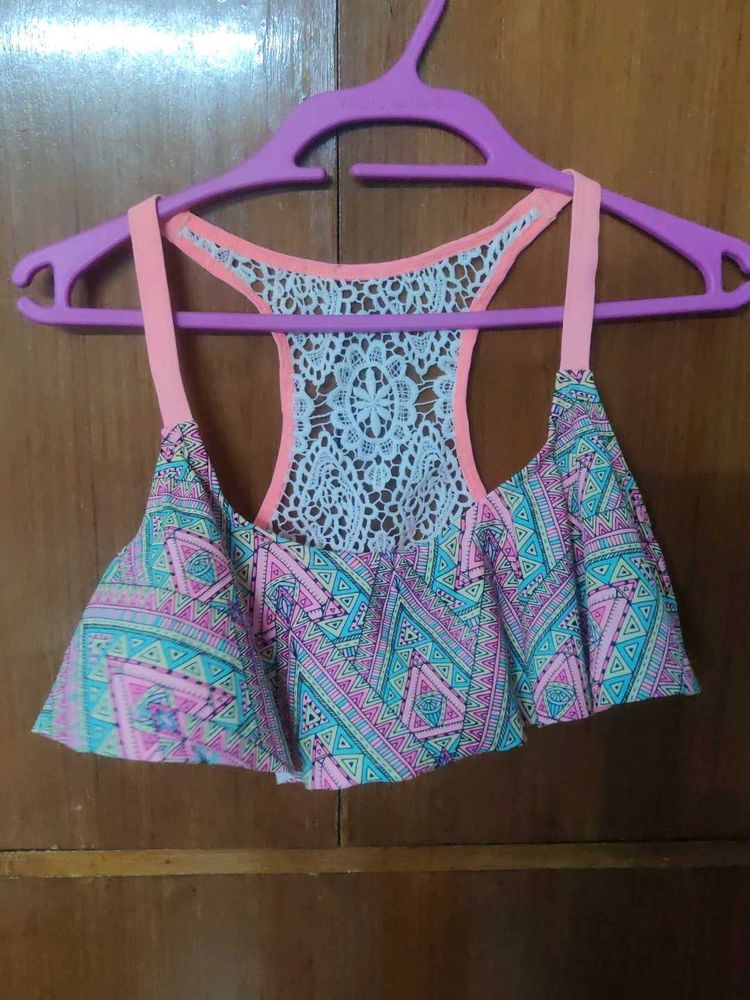 4 Beach wear Print Ruffle Bikini Tops