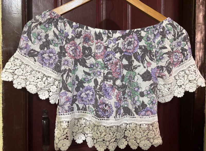 Off-Shoulder Floral Lace Top